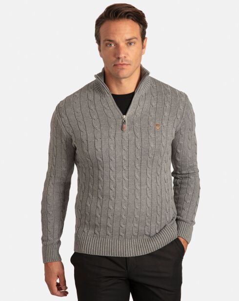Pull Col zippé Sherman anthracite