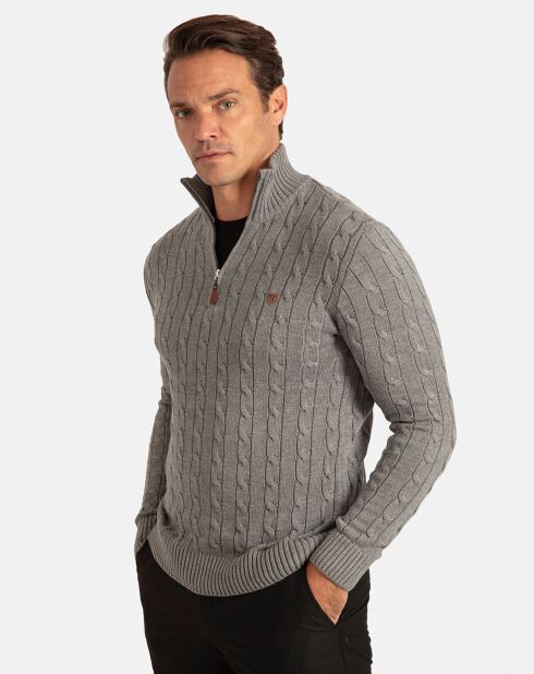 Pull Col zippé Sherman anthracite