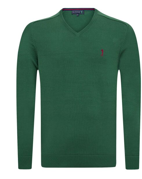 Santos grüner Pullover mit V-Ausschnitt