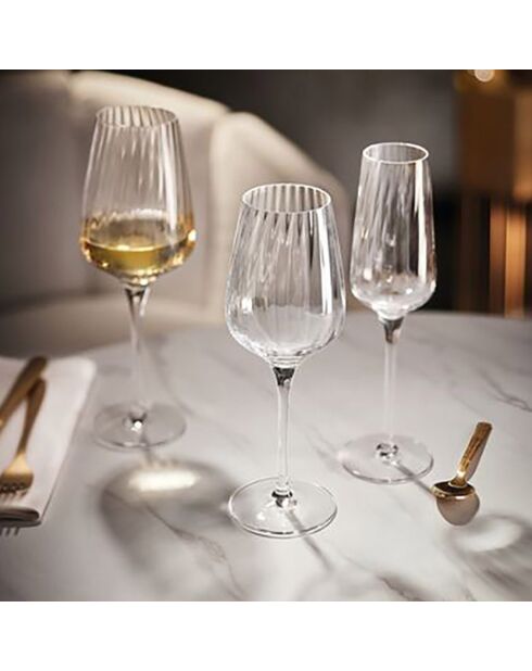 Ensemble 6 Flûtes à Champagne + 12 Verres à pied Symétrie transparents