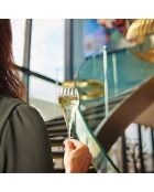 Set de 6 copas de champán y 6 vasos transparentes con tallo simétrico