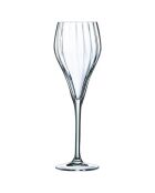 Set de 6 copas de champán y 6 vasos transparentes con tallo simétrico