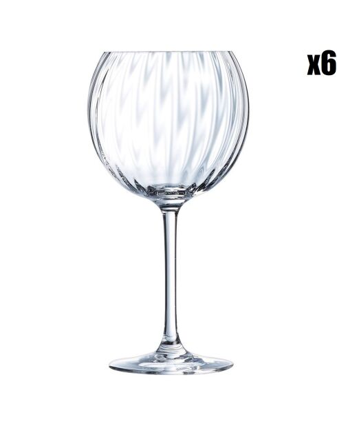 6 transparante Symmetry-glazen met ballonsteel - 58 cl