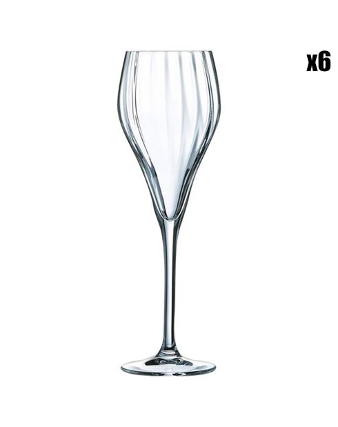 6 Flûtes à Champagne Symétrie transparentes - 16 cl