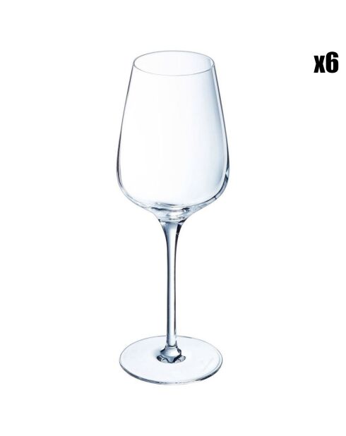 6 Verres à pied Sublym transparents - 35 cl