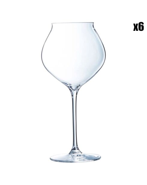 6 Verres à pied Macaron Fascination transparents - 50 cl