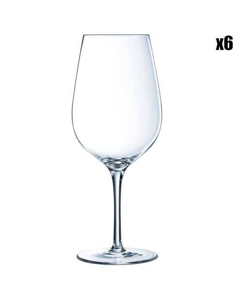 6 Verres à pied Séquence transparents - 62 cl