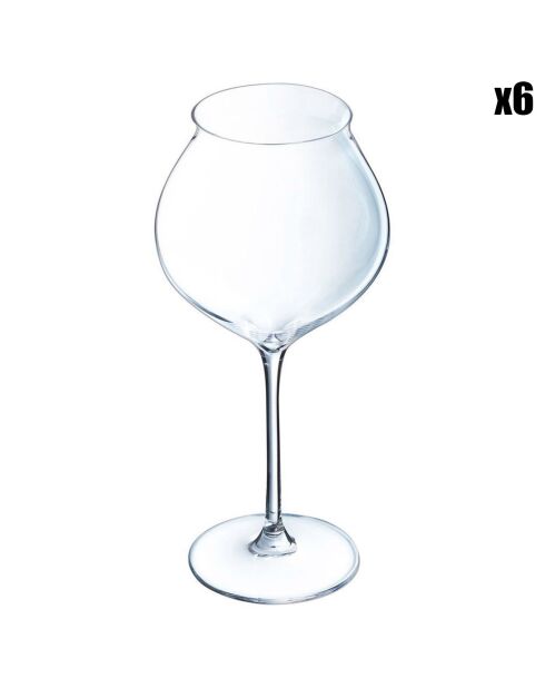 6 Verres à pied Macaron Fascination transparents - 60 cl