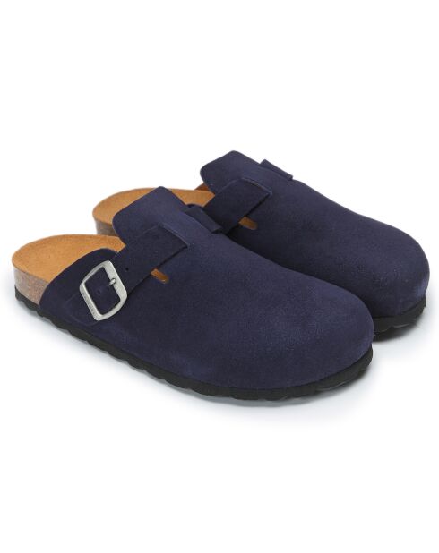 Zuecos de piel Bertrand azul marino