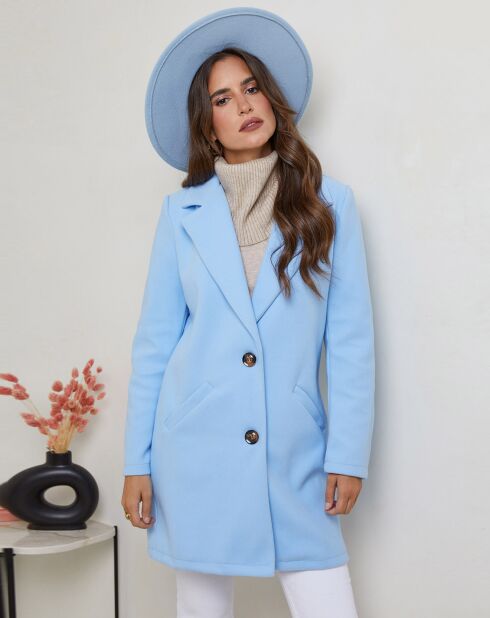 Manteau mi-long Prune ciel
