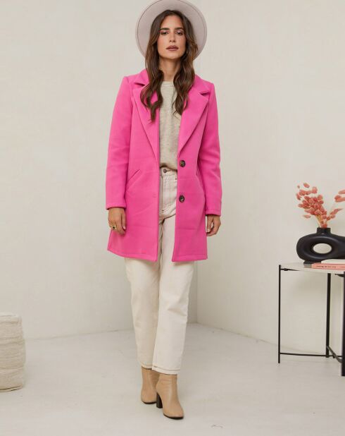 Manteau mi-long Violette rose