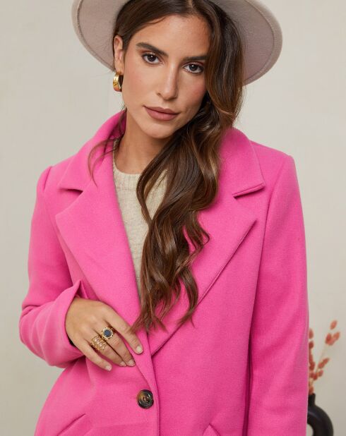 Manteau mi-long Violette rose