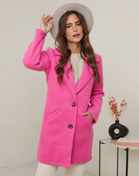 Manteau mi-long Violette rose