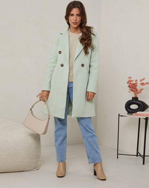 Manteau mi-long Clara vert clair