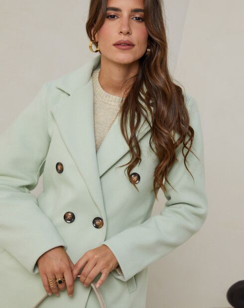 Manteau mi-long Clara vert clair