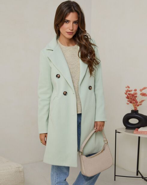 Manteau mi-long Clara vert clair