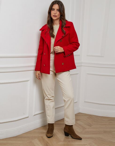 Manteau Caban court Clarisse rouge