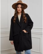 Zwarte halflange jas Capucine