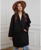 Zwarte halflange jas Capucine