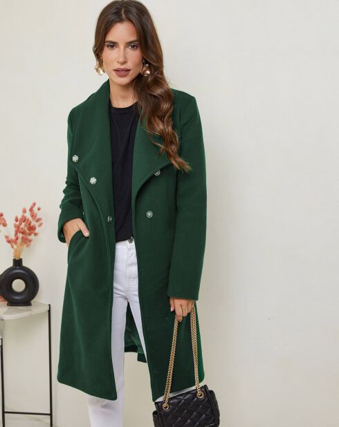 Manteau mi-long Zoé vert sapin