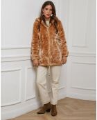 Manteau mi-long en Fausse fourrure Anaïs camel