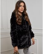 Anaïs zwarte halflange jas van imitatiebont