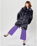 Manteau long en Fausse Fourrure Bijou encre