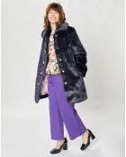 Manteau long en Fausse Fourrure Bijou encre