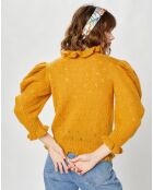 Pull en Mohair & Alpaga mélangés Chamallow ocre