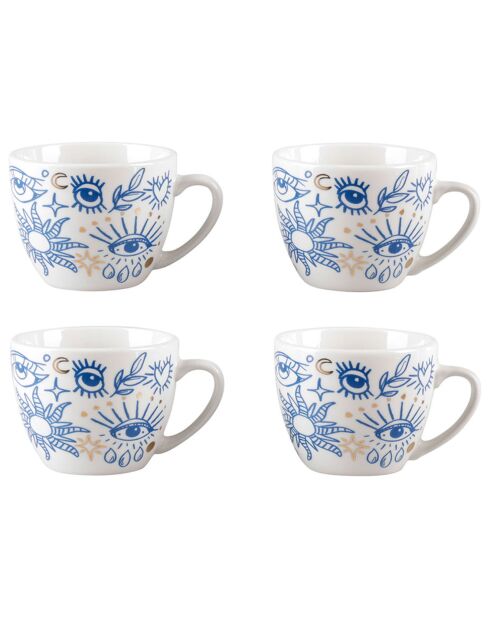 Coffret 4 tasses en Porcelaine Mataki muticolore -  10cl