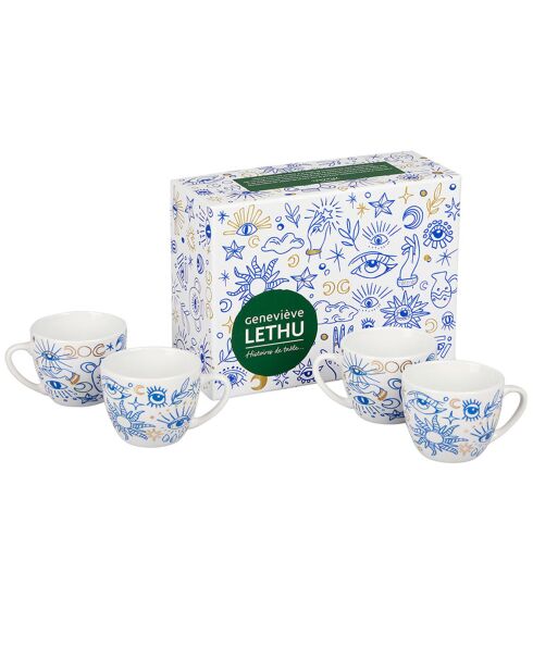 Coffret 4 tasses en Porcelaine Mataki muticolore -  10cl