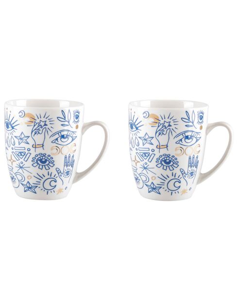 Coffret 2 mugs en Porcelaine Mataki muticolore -  34cl