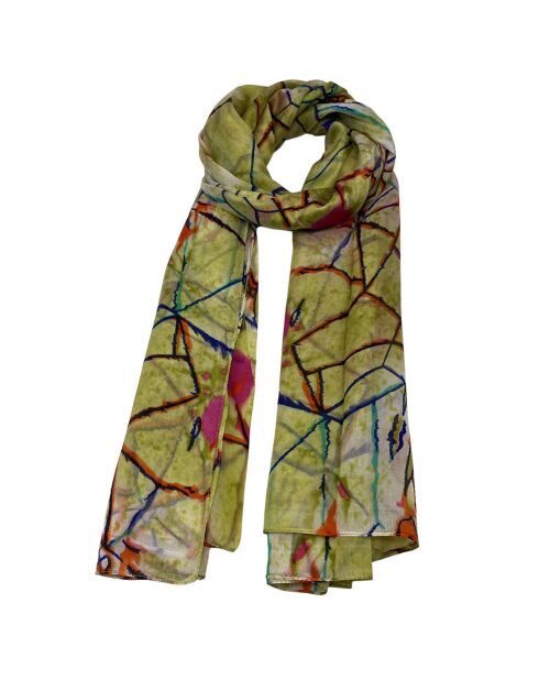 Foulard 100% Soie vert - 110x190 cm