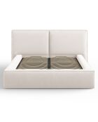 Lit coffre avec tête de lit Arendal beige clair - 140x200 cm