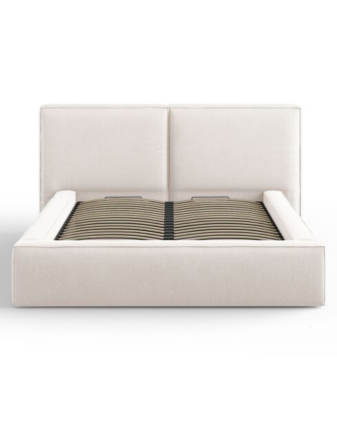 Lit coffre avec tête de lit Arendal beige clair - 140x200 cm