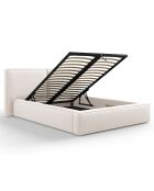 Lit coffre avec tête de lit Arendal beige clair - 140x200 cm