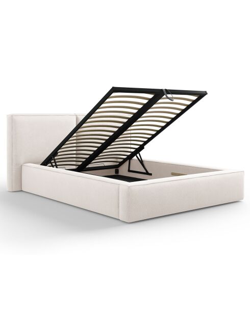 Lit coffre avec tête de lit Arendal beige clair - 140x200 cm