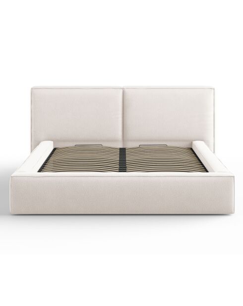 Lit coffre avec tête de lit Arendal beige clair - 160x200 cm