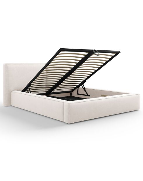 Lit coffre avec tête de lit Arendal beige clair - 160x200 cm