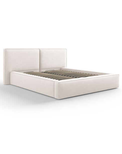 Lit coffre avec tête de lit Arendal beige clair - 160x200 cm