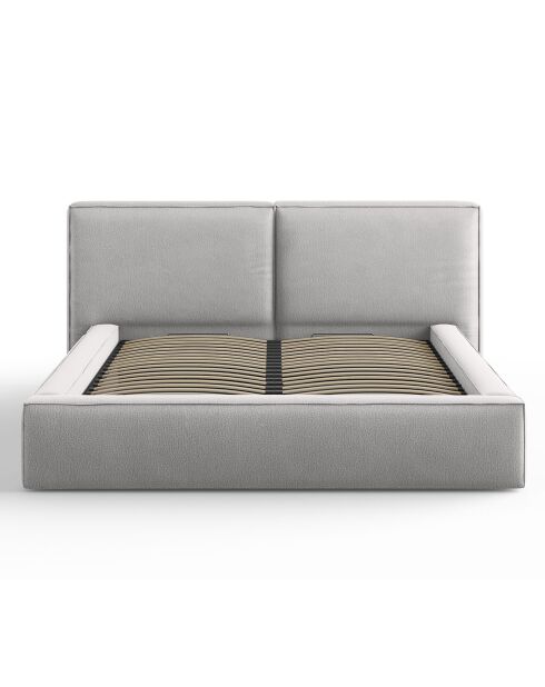 Lit coffre avec tête de lit Arendal gris clair - 160x200 cm