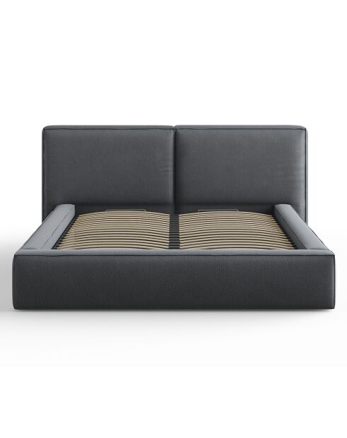 Lit coffre avec tête de lit Arendal gris foncé - 160x200 cm