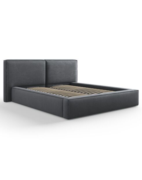 Lit coffre avec tête de lit Arendal gris foncé - 160x200 cm