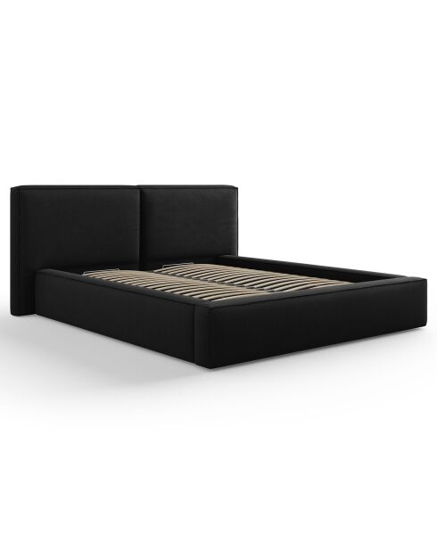 Lit coffre avec tête de lit Arendal noir - 160x200 cm