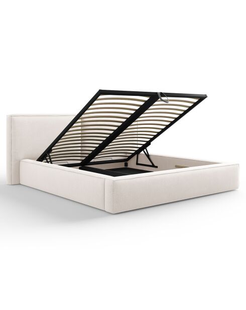 Lit coffre avec tête de lit Arendal beige clair - 180x200 cm