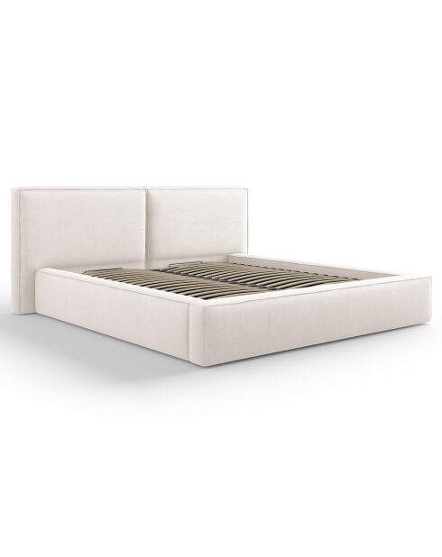 Lit coffre avec tête de lit Arendal beige clair - 180x200 cm