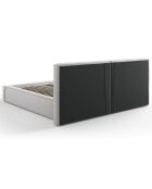 Lit coffre avec tête de lit Arendal gris clair - 180x200 cm