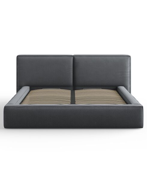 Lit coffre avec tête de lit Arendal gris foncé - 180x200 cm