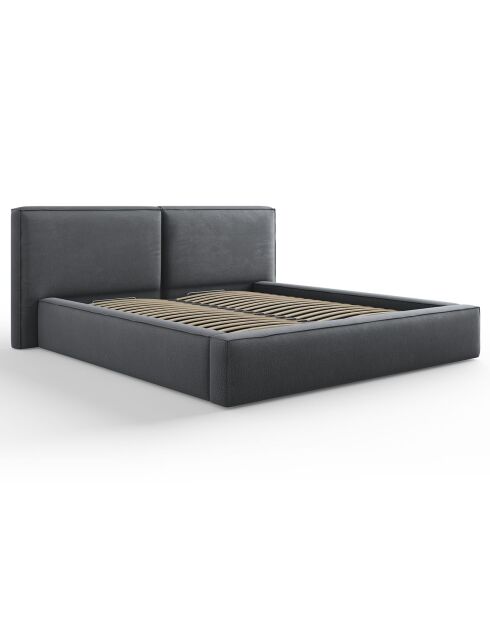 Lit coffre avec tête de lit Arendal gris foncé - 180x200 cm