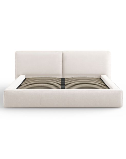 Lit coffre avec tête de lit Arendal beige clair - 200x200 cm
